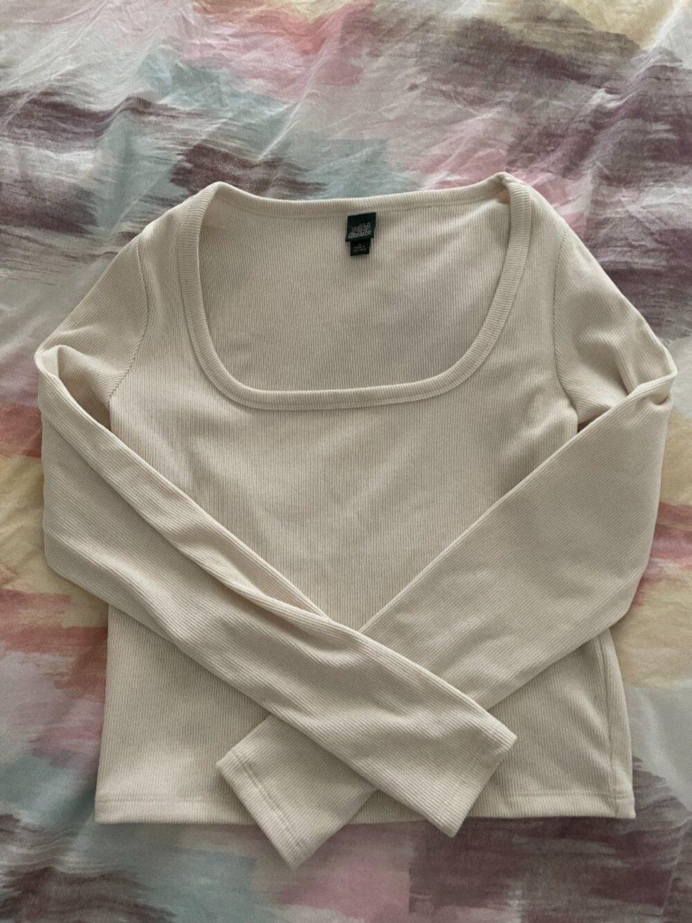 Wild Fable Cream Ribbed Long Sleeve Top
